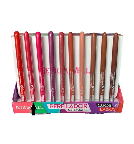 Leticia Well - Roze Rood/Eggplant lippotlood en oogpotlood draaibaar zacht / Automatic Eyeliner Lipliner Soft - Nummer 33361 - 