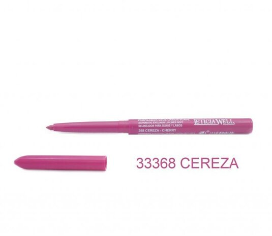 Leticia Well - Fel Roze/Cherry lippotlood en oogpotlood draaibaar zacht / Automatic Eyeliner Lipliner Soft - Nummer 33368 - 1 s