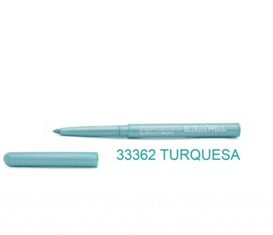 Leticia Well - Turquoise Metallic lippotlood en oogpotlood draaibaar zacht / Automatic Eyeliner Lipliner Soft - Nummer 33362 - 
