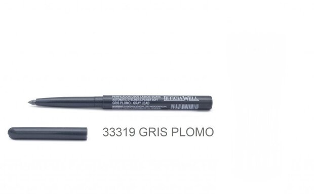 Leticia Well - Grijs - Loodgrijs - Gris Plomo - Gray Lead lippotlood en oogpotlood draaibaar zacht / Automatic Eyeliner Lipline