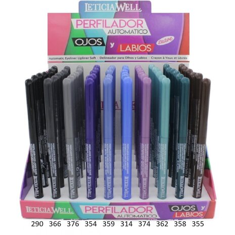 Leticia Well - Blauw Metallic/Blue lippotlood en oogpotlood draaibaar zacht / Automatic Eyeliner Lipliner Soft - Nummer 33359 -