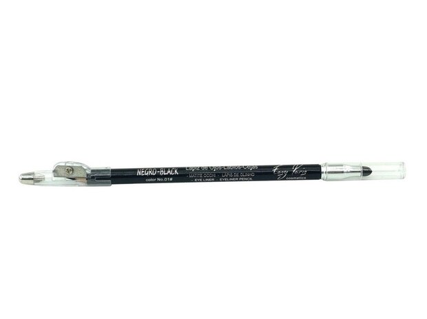Easy Paris - Oogpotlood en Lippotlood - Extra Waterproof - Zwart - Met puntenslijper en smudger/vervager - Nummer 001 - In verp