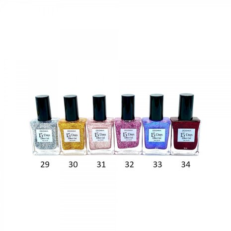 D'Donna - 15-Days Effect Gel Nagellak Glitter - Zilvergrijs met zilver en roze mini glitters - 1 Flesje met 16 ml. inhoud 