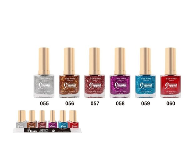 Easy Paris - Nagellak - Transparant met roze/rosé grote en kleine glitters - 1 flesje met 13 ml inhoud - Nummer 057 - Di