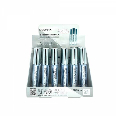 D'Donna - Top Clear Lip Gloss Plump and ShineTransparant - 1 flesje met 6 gram inhoud - Display