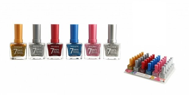 Wynie - Nagellak 7 Days Ultra Shine Long Lasting - Transparant met gouden glitters - 1 flesje met 15 ml inhoud - Nummer 704 - D
