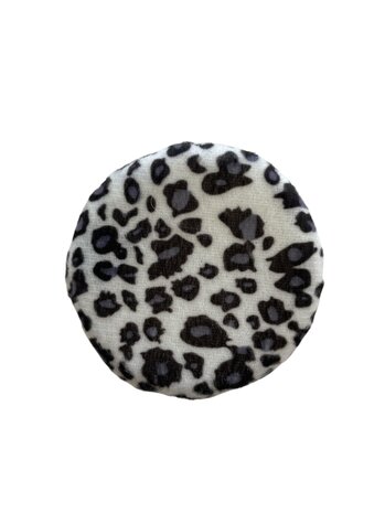 Wynie - Polyester Katoen make-up spons - Poederdons met satijn bandje - Rond - 7,5 cm x 1,2 cm - Wit - Grijs - Zwart - Panterpr