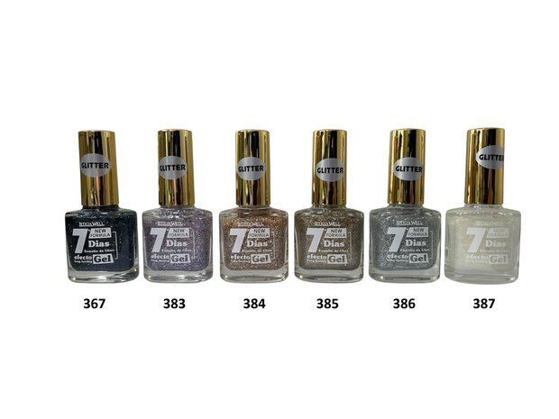 Leticia Well Gel Effect Nagellak 367 383 384 385 386 387 Glitters Voorkant met nummers