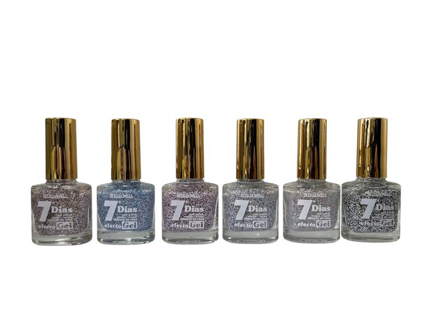 Leticia Well Gel Effect Nagellak 358 359 360 361 362 363 Transparant met gekleurde glitter Voorkant
