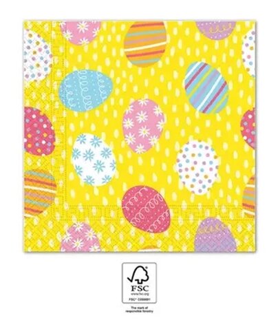 Decorata Pasen Eieren Easter Multicolor Eggs Servetten 33x33 cm FSC