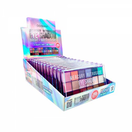 D'Donna Oogschaduw Mercury Retrogade Matte Bright Colors In Display Zij-aanzicht