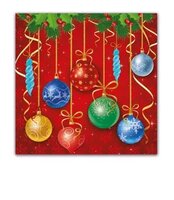40 Kerstmis Kerst Servetten - Kerstbal met motief - Kerst Ornament - Hulst met besjes - Lint - Strik - Sparkling Balls - Rood - Blauw - Groen - Goud - 33 x 33 cm - 3-Laags - Decorata