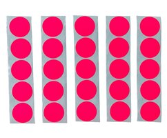 25 Grote Mat Fluor Heftig Fel Roze Ronde Stickers Sluitstickers - Beschrijfbaar - Doorsnede 3,5 cm