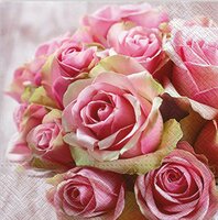 Biedermeier Rozen - Lunch Servetten - 33 x 33 cm. - Roze - 20 Stuks