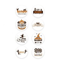 40 Halloween Stickers - 5 stuks per motief - Heksenhoed/Heks/Pompoen/Tekst/Spook/Vleermuis/Kat/Hand - Doorsnede 2,5 cm