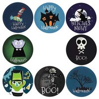 40 Halloween Stickers - 5 stuks per motief - Mummie/Snoep/Dracula/Frankenstein/Heks/Schedel/Boom/Kasteel/Happy Halloween - Doorsnede 2,5 cm