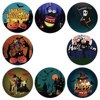 40 Halloween Stickers - 5 stuks per motief - Pompoen/Spin/Skelet/Boom/Kasteel/Happy Halloween - Doorsnede 2,5 cm