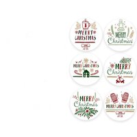 40 Kerst Stickers / Merry Christmas - Tekst Merry Christmas Bellen Wanten Mok Engel Huis Zuurstok Bloem - Groen Rood Zwart Goudbruin Wit - Doorsnede 3,8 cm - Nummer 11