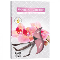 Aura - Geur Theelichtjes / Geurkaarsen / Geur Waxinelichtjes / Scented Candles - Vanille Orchidee/Vanilla-Orchid - 1 doosje met 6 waxinelichtjes