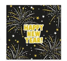 40 Happy New Year Servetten - Zwart - Goud - Wit - 33 x 33 cm - 3-Laags - Decorata