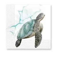 40 Schildpad Servetten - Wit - Turquoise - Groen - Blauw - Bruin - Grijs - 33 x 33 cm - 3-Laags - Decorata