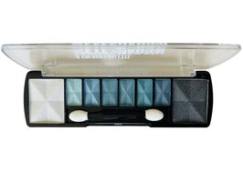 D'Donna - Oogschaduw Palette - Space Azul - met lange applicator - 8 kleuren: wit / blauw / zwart - 1 doosje met 10 gram inhoud