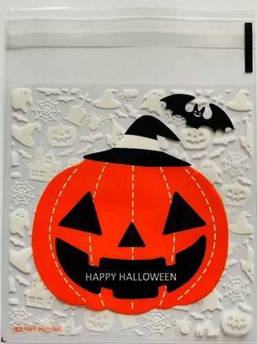 50 cellofaan zakjes met plakstrip - Happy Halloween - 10 x 10 cm - hersluitbaar