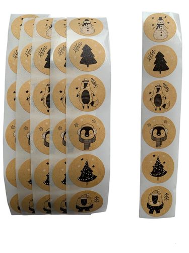 36 Kerst Stickers - Kerstboom Diertjes Sneeuwpop Sterren - Mat