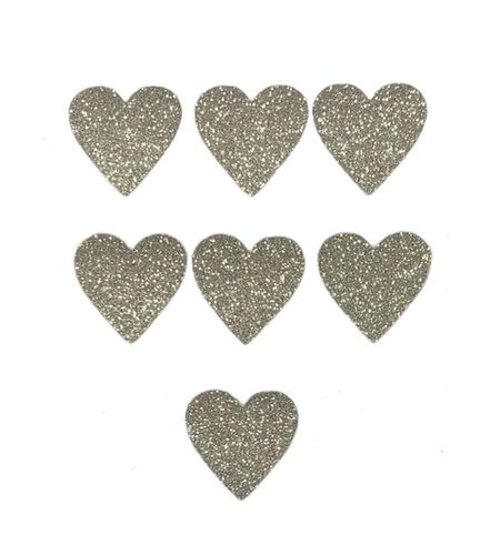 25 hartjes stickers / sluitstickers - 2,5 centimeter / 25 mm. - zilver glitter