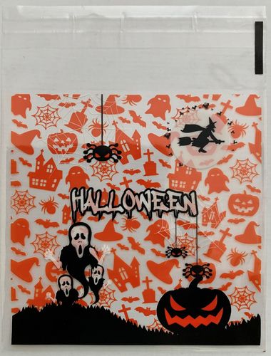 50 cellofaan zakjes met plakstrip - Halloween - 10 x 10 cm - hersluitbaar