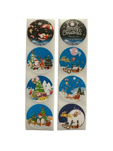 40 Kerst stickers - Merry Christmas - 5 stuks per motief - Doorsnede 2,5 cm - Nummer 3