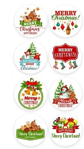 40 Kerst stickers - Merry Christmas - 5 stuks per motief - Doorsnede 2,5 cm - Nummer 6