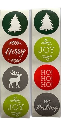 40 Kerst stickers - Merry Christmas - 5 stuks per motief - Doorsnede 2,5 cm - Nummer 7