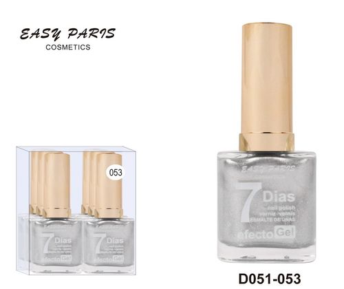Easy Paris - Gel Effect Nagellak 13 ml. - 53 - Zilver metallic/mini glitter/shimmer - Doosje 6 stuks