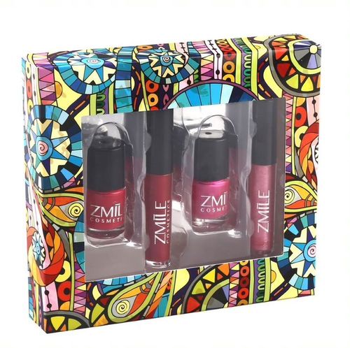 Zmile Cosmetics - Kit 2 mini nagellak en 2 lipgloss - Roze en Rood Tinten - Doos met 24 stuks
